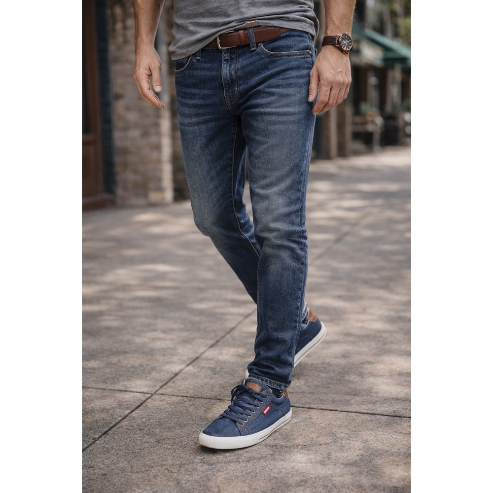 Levis Denim Sneakers Mens 11 Casual Lace Up Blue Canvas Comfort Shoes
